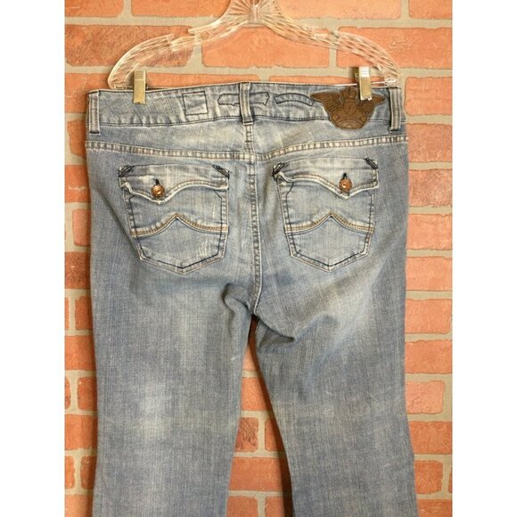 Freestyle Revolution Women's Baked Whisker Wash Boot Cut Jeans Blue Size 14 - Picture 4 of 10